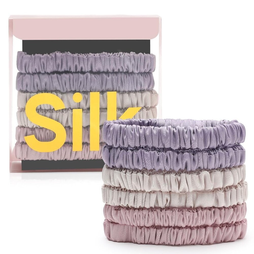 Silk Hair Ties Set 6Pcs Mulberry Smooth Gentle Hair Accessories Women Girls